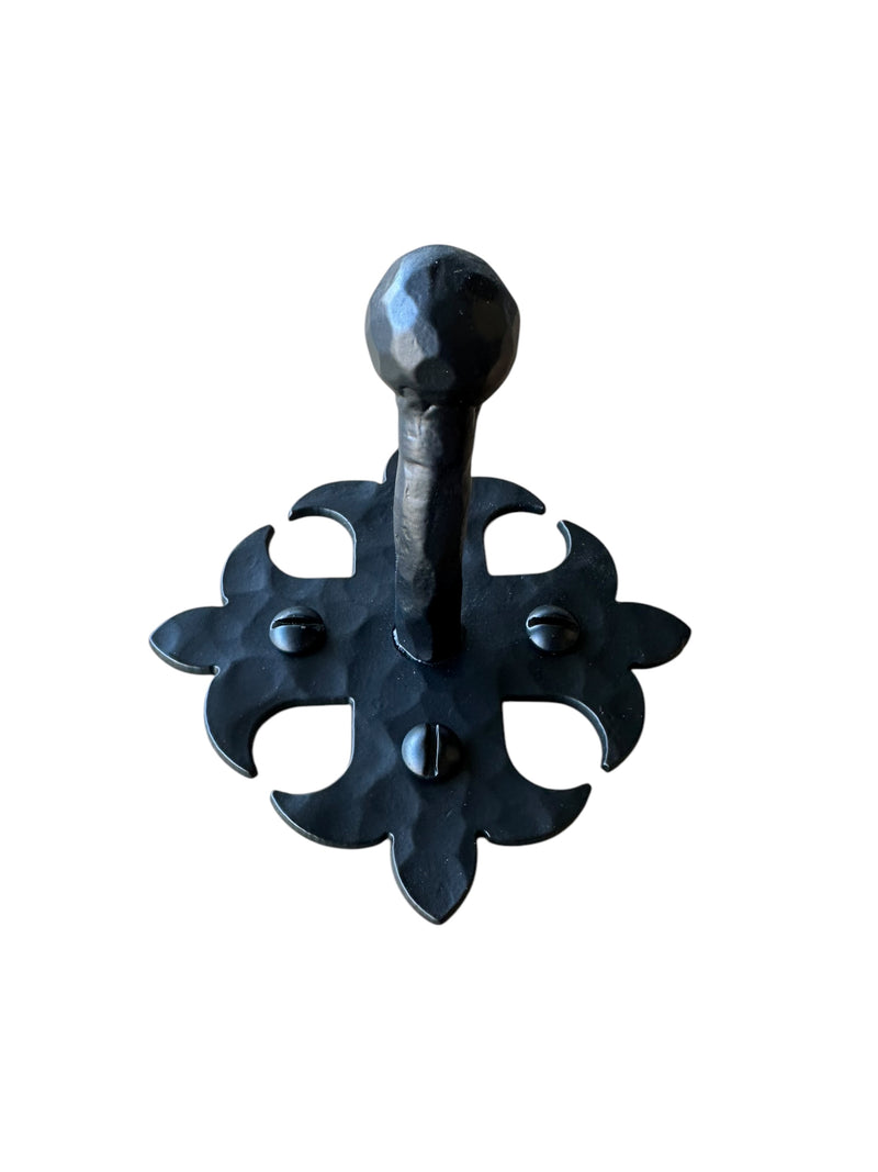 Rustic Spanish Fleur De Lis Wrought Iron Ball Hook BHH12