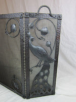 mission style batchelder peacock wrought iron fireplace screen - Bushere & Son Iron Studio Inc.