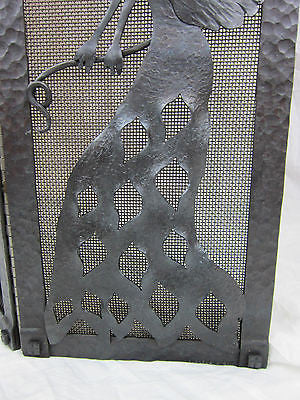 mission style batchelder peacock wrought iron fireplace screen - Bushere & Son Iron Studio Inc.