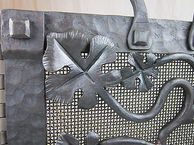 Gothic mission style bat wrought iron fireplace screen - Bushere & Son Iron Studio Inc.