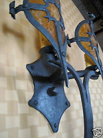 gothic wrought iron double sheild sconce LS6 - Bushere & Son Iron Studio Inc.