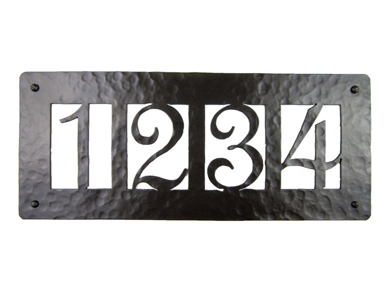 Rustic Custom Hammered Wrought Iron Address Plaque Horizontal APH24 (4number) - Bushere & Son Iron Studio Inc.