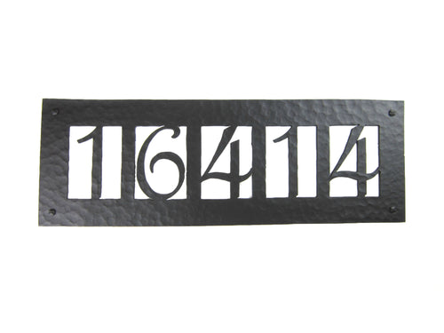Rustic Custom Hammered Wrought Iron Address Plaque Horizontal APH25 (5number) - Bushere & Son Iron Studio Inc.