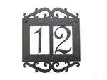 Classic Spanish Style Horizontal Wrought Iron Address Plaque Standard 2 Number APHS12 - Bushere & Son Iron Studio Inc.