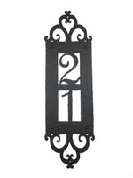 Spanish Style Hammered Iron Vertical Address Plaque 2 number APV12 - Bushere & Son Iron Studio Inc.