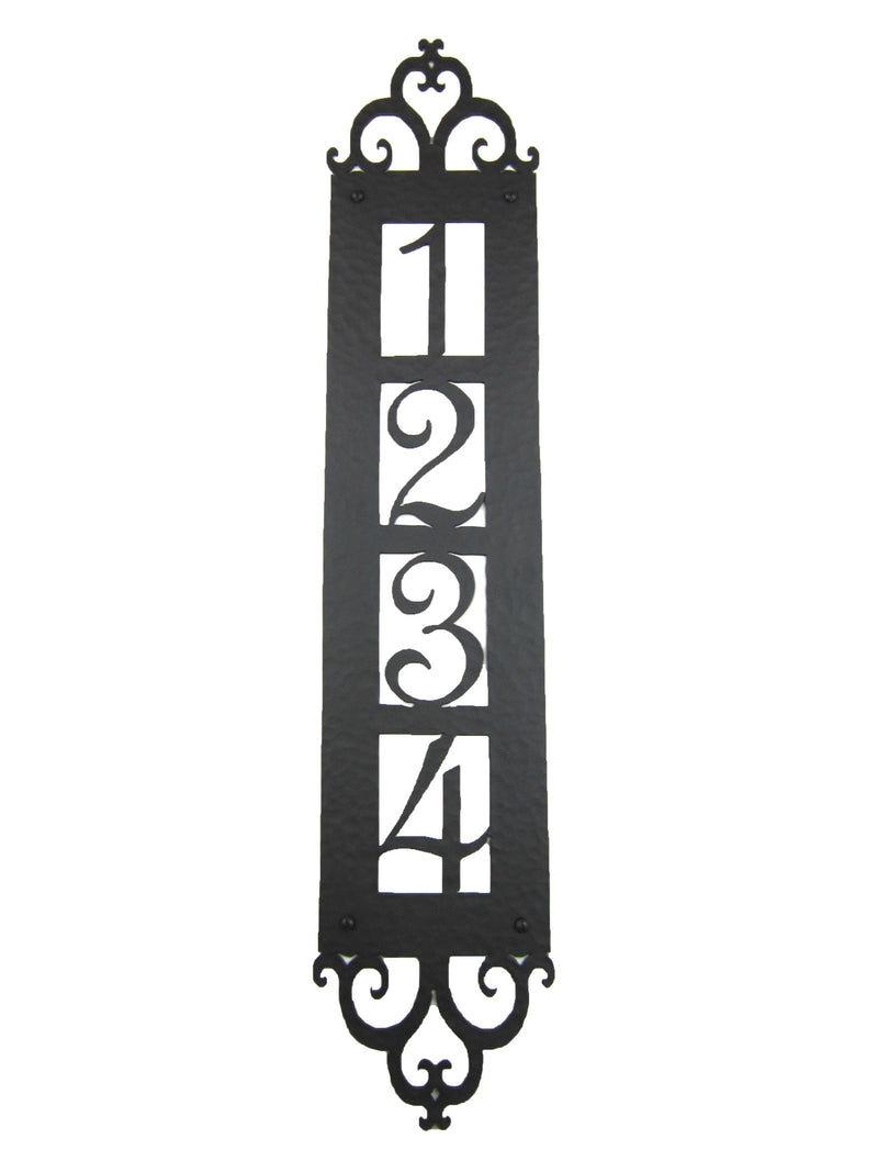 Spanish Style Hammered Iron Vertical Address Plaque 4 number APV14 - Bushere & Son Iron Studio Inc.