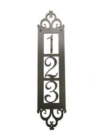 Classic Spanish Style Vertical Iron Address Plaque 3 number APVS13 - Bushere & Son Iron Studio Inc.