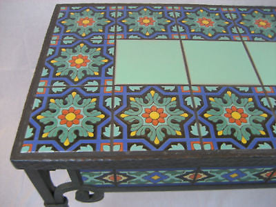 Spanish Revival California Tile And Iron Entry Table (Blue Series) - Bushere & Son Iron Studio Inc.