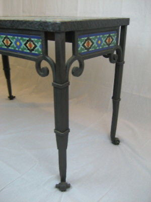 Spanish Revival California Tile And Iron Entry Table (Blue Series) - Bushere & Son Iron Studio Inc.