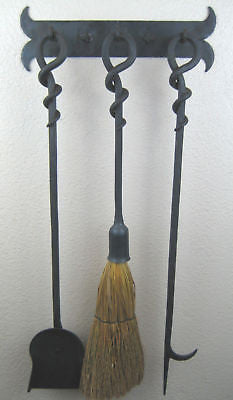 3 piece wall hanging fire tool set - Bushere & Son Iron Studio Inc.