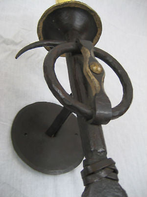 lodge style medallion & arrowhead wrought iron sconces - Bushere & Son Iron Studio Inc.
