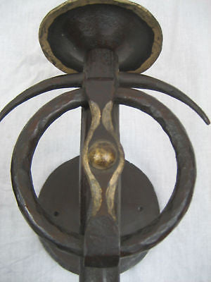 lodge style medallion & arrowhead wrought iron sconces - Bushere & Son Iron Studio Inc.