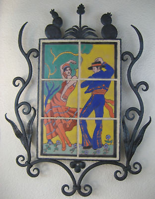 California tile Taylor dancers in wrought iron frame - Bushere & Son Iron Studio Inc.