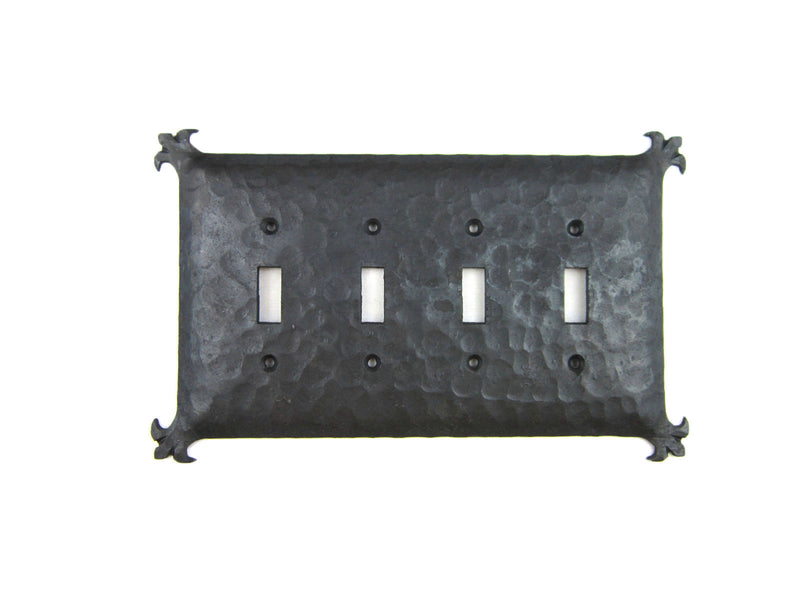 Spanish Revival Iron Switch Plate Cover 4 Toggle Quad EPH241 - Bushere & Son Iron Studio Inc.