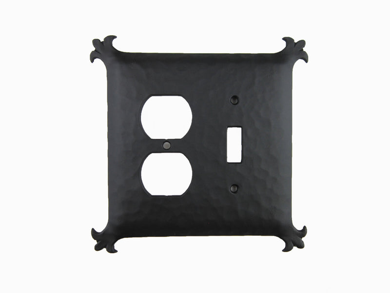 Spanish Revival Hammered Iron Double Switch Plate Toggle/Duplex EPH36 - Bushere & Son Iron Studio Inc.