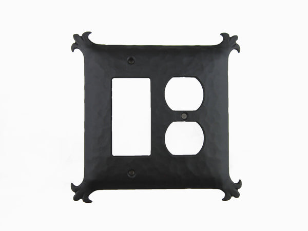 Spanish Revival Hammered Iron Double Switch Plate Duplex/GFI EPH39 ...