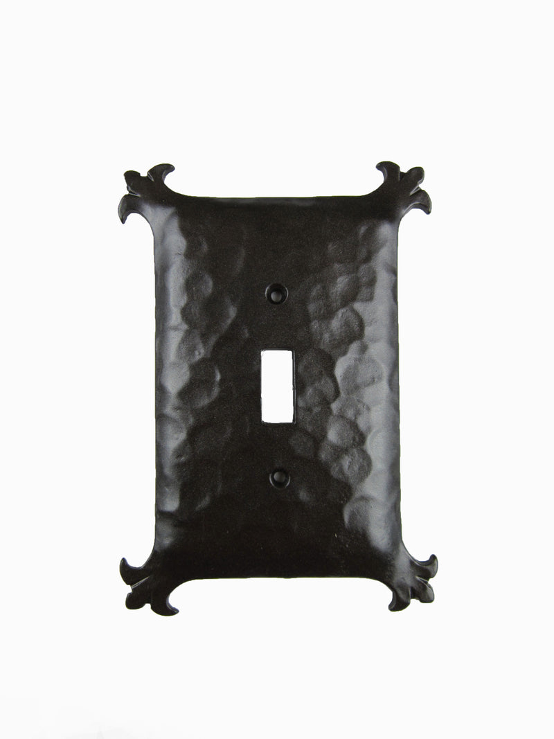 Spanish Revival Hammered Iron Switch Plate Cover Single Toggle EPH3 - Bushere & Son Iron Studio Inc.