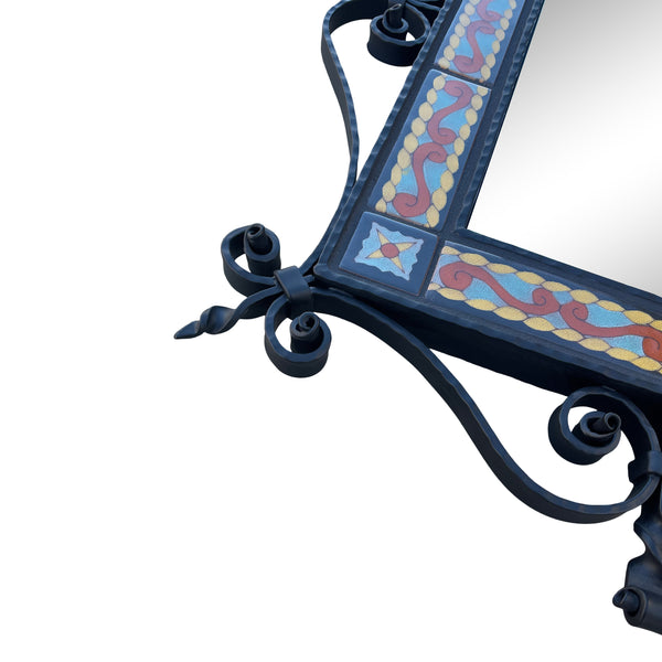 Spanish Scroll California Tile and Iron Mirror | Bushere & Son Iron ...