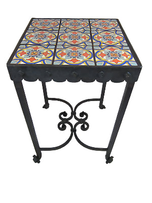 Spanish Revival La Brea Series 3 California Tile And Iron End Table - Bushere & Son Iron Studio Inc.