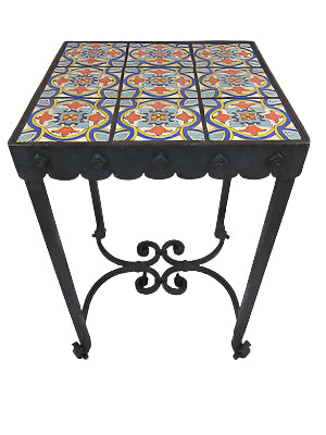 Spanish Revival La Brea Series 3 California Tile And Iron End Table - Bushere & Son Iron Studio Inc.