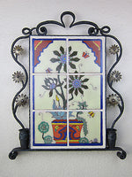 california tile cactus mural in wrought iron frame - Bushere & Son Iron Studio Inc.