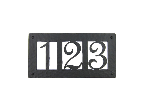 Rustic Custom Hammered Wrought Iron Address Plaque Horizontal APH23 (3number) - Bushere & Son Iron Studio Inc.