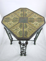 Organic wrought iron and malibu style tile hex table - Bushere & Son Iron Studio Inc.