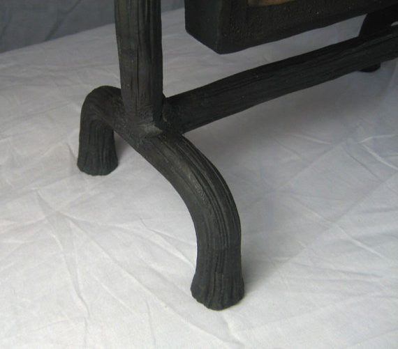 Arts and Crafts waterfall tile in forged wrought iron mantle swing - Bushere & Son Iron Studio Inc.