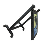 Arts and Crafts Motawi raven midnight tile in wrought iron mantle swing - Bushere & Son Iron Studio Inc.